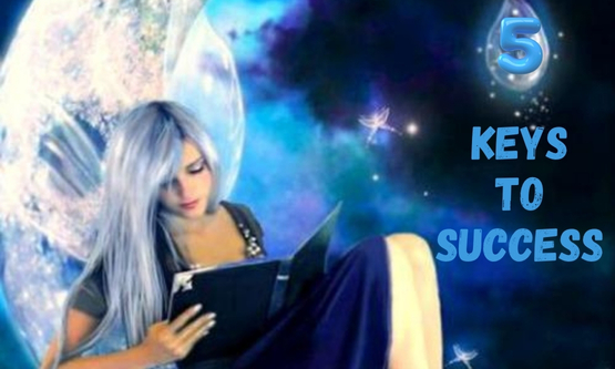 Girl Sitting On Moon Reading A Book About Success
